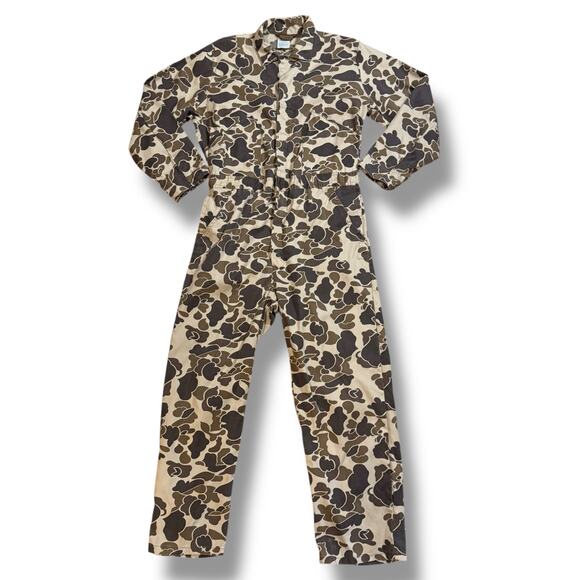 VTG Walls Coveralls Mens Brown Tan Camouflage Full Button Hunting Gorpcore 42-44 - Picture 1 of 8